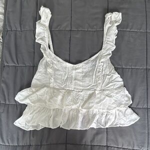Forever 21 White Ruffled Smocked Camisole